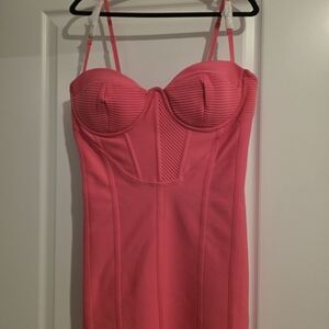 Women's Pink Strapless Bustier Dress
